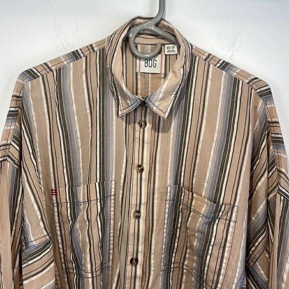 BDG Urban Outfitters Bell Button-Down Shirt  Striped Oversized Long Sleeve (XS) - Picture 10 of 16